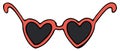 Red summer heart shaped sun glasses, vector color doodle element