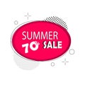 70% Red summer sale banner template design. Big sale special offer. 70 percent round Special offer banner for poster, flyer, Royalty Free Stock Photo