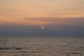 Setting Red Sun over Lake Superior in Michigan Royalty Free Stock Photo