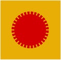 Red sun icon on yellow color. Red sun icon. vector illustration bindi