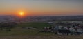 Red sun in sunset evening near Ceske Budejovice city