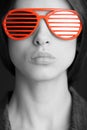 Red sunglasses on the face Royalty Free Stock Photo