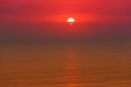 Red sunrise over the sea, horizontal shot Royalty Free Stock Photo