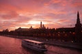 Red sunset above Moscow river