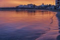 Red sunset on the beach Royalty Free Stock Photo