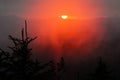 Red sunset from Clingman's Dome in the Great Smoky Mountains.