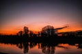 Red Sunset near Kingston upon Thames in England in December