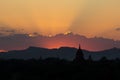 Red sunset over Bagan Royalty Free Stock Photo