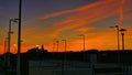 Red Sunset Over the Boardwalk Royalty Free Stock Photo