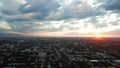 Red sunset over the city of Almaty.