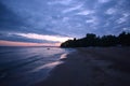 Red sunset over the coast and the sea Royalty Free Stock Photo