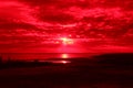 Red Sunset Over Copano Bay Texas Royalty Free Stock Photo