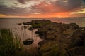 Red sunset over Lake Corangamite in the summer Royalty Free Stock Photo