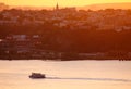 Red sunset over the New Jersey hills and Hudson river Royalty Free Stock Photo