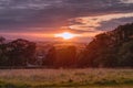 Red sunset over Scottish hill