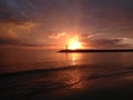 Red Sunset On Rompeolas Beach Aquadillia Puerto Rico USA Royalty Free Stock Photo