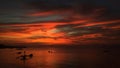 Red Sunset on the sea in panglao bohol philippines