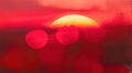 Red sunset with a sun in the middle Royalty Free Stock Photo