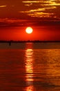 Red sunset in the Venetian lagoon, Italy Royalty Free Stock Photo