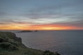 Red Sunset at Worms Head Rhossili Bay, Gower Royalty Free Stock Photo