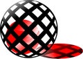 Walking red ball, red sunshine in cage, like red fire, black boxes round design. awesome 3d effect red and black.