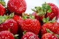 Red super sweet strawberry;s with green tops Royalty Free Stock Photo