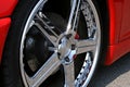 Red supercar chrome alloy tire