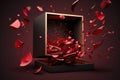 Red surprise opening gift, created with Generative AI technology