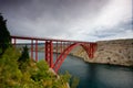 Red suspension bridge Royalty Free Stock Photo