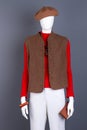 Red sweater and brown waistcoat. Royalty Free Stock Photo