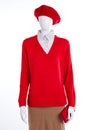 Red sweater with collar for women. Royalty Free Stock Photo