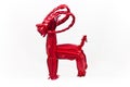 Red Swedish straw Yule Goat on a white background