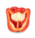 Red sweet bell pepper half sliced isolated on white background ,include clipping path Royalty Free Stock Photo