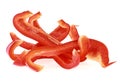 Red sweet bell pepper sliced strips isolated on white background Royalty Free Stock Photo