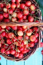 Red sweet cherries, top view Royalty Free Stock Photo