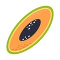 Cartoon papaya slice on a white background. Papaya slice Icon in Color. Vector illustration