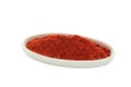 Red sweet paprika powder on plate isolated on white background Royalty Free Stock Photo