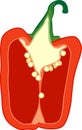 Red sweet pepper cut in half Royalty Free Stock Photo