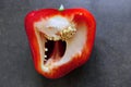 Red sweet pepper cut in half. A section of red bell pepper. Royalty Free Stock Photo