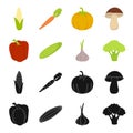 Red sweet pepper, green cucumber, garlic, cabbage. Vegetables set collection icons in black,cartoon style vector symbol Royalty Free Stock Photo