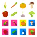 Red sweet pepper, green cucumber, garlic, cabbage. Vegetables set collection icons in cartoon,flat style vector symbol Royalty Free Stock Photo