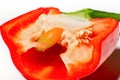 Red sweet pepper super macro. View inside. Bell pepper seeds close-up Royalty Free Stock Photo