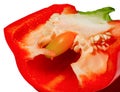 Red sweet pepper super macro. View inside. Bell pepper seeds close-up Royalty Free Stock Photo