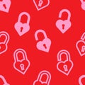 Red sweet and romantic love lock seamless pattern