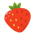 Cartoon strawberry slice on a white background. Strawberry slice Icon in Color. Vector illustration