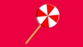 Red swirl Lollipop sucker or lolly candy flat vector icon for apps and websites Royalty Free Stock Photo