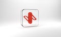 Red Swiss army knife icon isolated on grey background. Multi-tool, multipurpose penknife. Multifunctional tool. Glass Royalty Free Stock Photo
