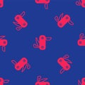 Red Swiss army knife icon isolated seamless pattern on blue background. Multi-tool, multipurpose penknife Royalty Free Stock Photo