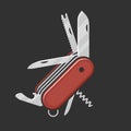 Red Swiss Folding knife flat ilustration Royalty Free Stock Photo