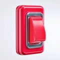 A red switch with a chrome border on a white surface view Royalty Free Stock Photo